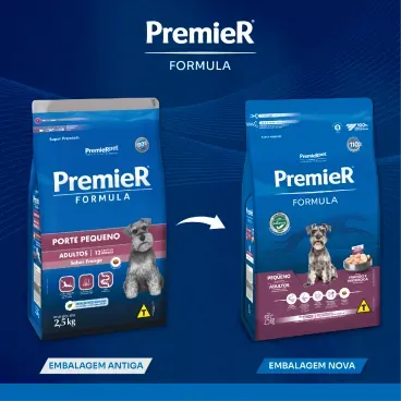 Nova embalagem Racao Premier Formula Caes Adultos Racas Pequenas Frango